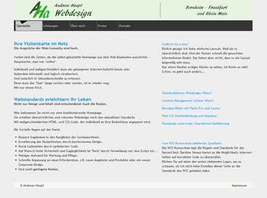 Screenshot AHa Webdesign